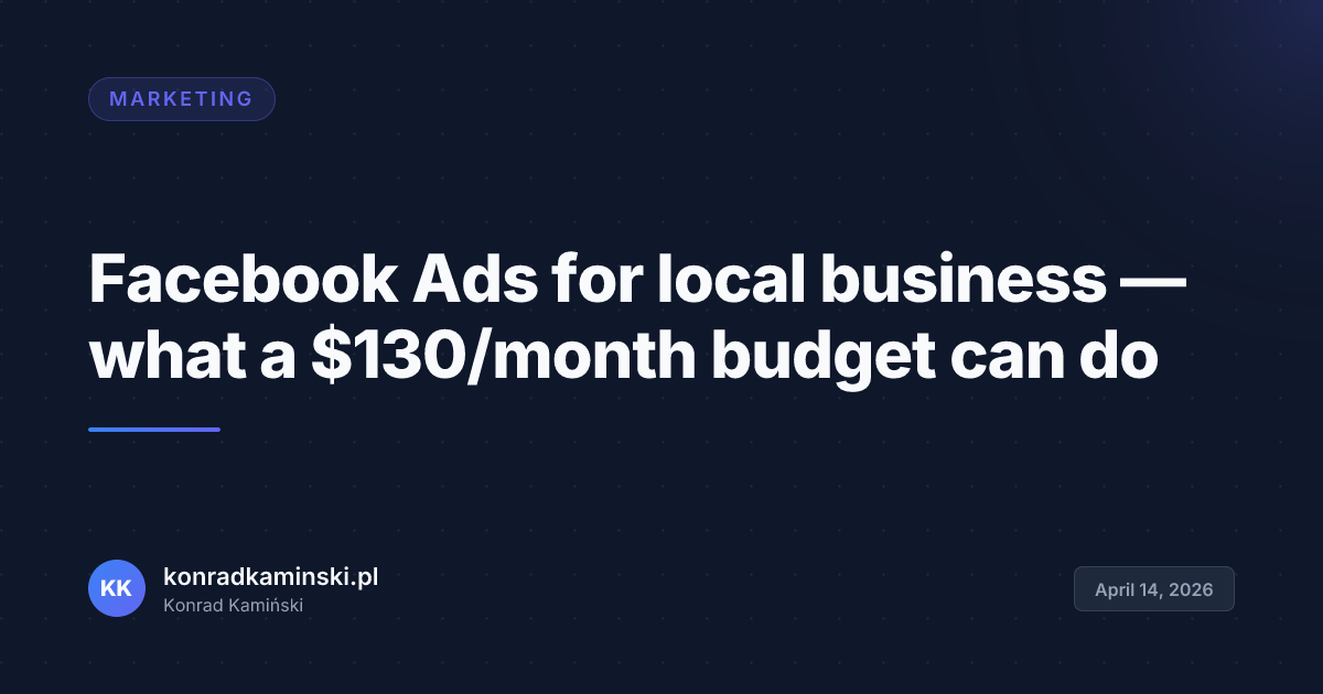 Facebook Ads for local business — what a $130/month budget can do